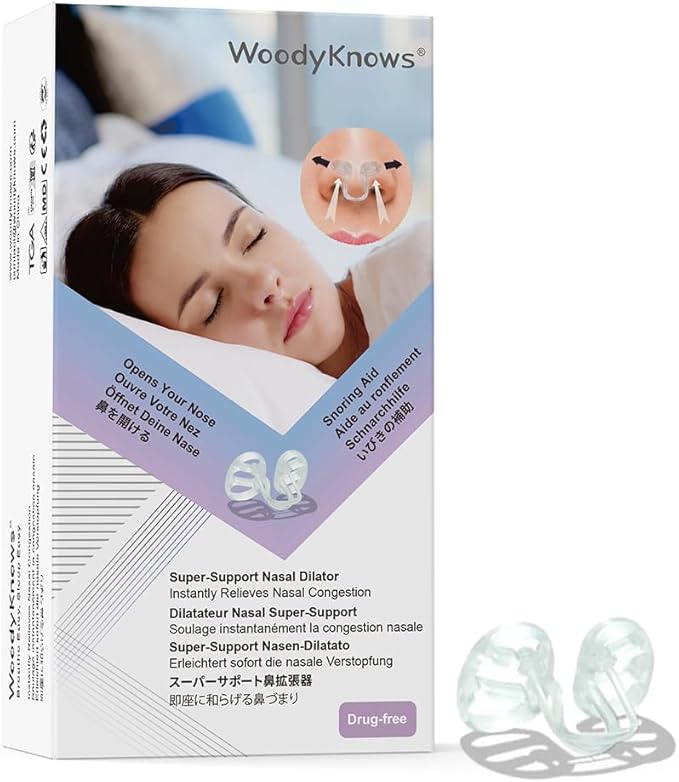WoodyKnows Super-Support Nasal Dilator, Improves Sleep and Sports Airflow, Nasal Congestion and Nose-Related snoring aid (XS 8Pack)