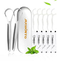 Tongue Scraper Set for Adults – 2 Medical-Grade Stainless Steel Tongue Scrapers with Travel Case + 10 Pack Floss Picks – Tongue Cleaner for Oral Care & Hygiene, Reduce Bad Breath