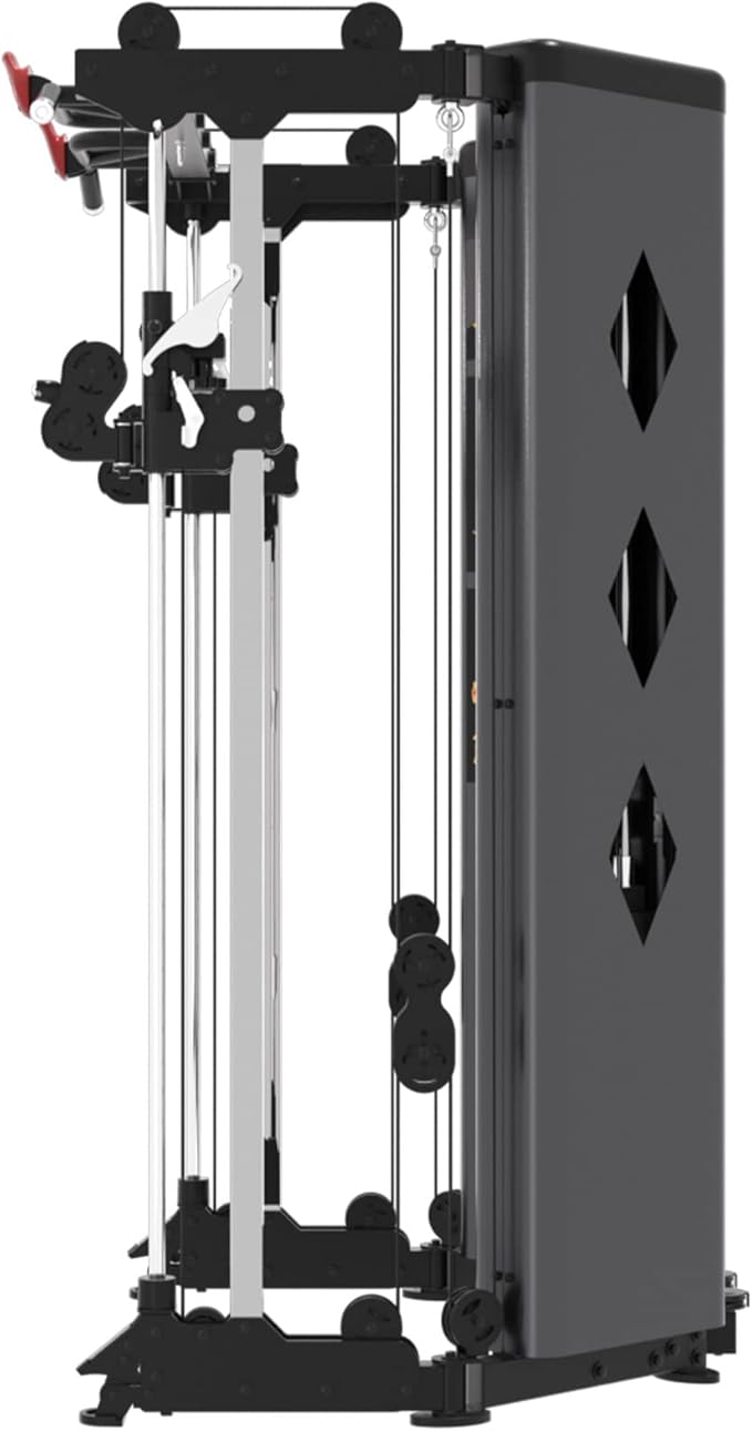 Altas Strength Folding Home Gym Smith Machine with Pulley System Gym Squat Rack Weight Bar Upper Body Strength Training Leg Developer Commercial Fitness Equipment Included Accessories 3101