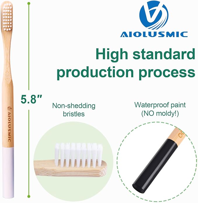 Bamboo Toothbrushes for Kids & Adults, Biodegradable Handles Medium Bristles Tooth Brushes 5 Pack for Kids+5 Pack for Adults (10 Count)