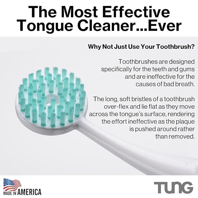 Tung Tongue Cleaning Kit, Tung Brush and Gel, Bad Breath Odor Eliminator, Halitosis Defense, USA Made (Set of 1)