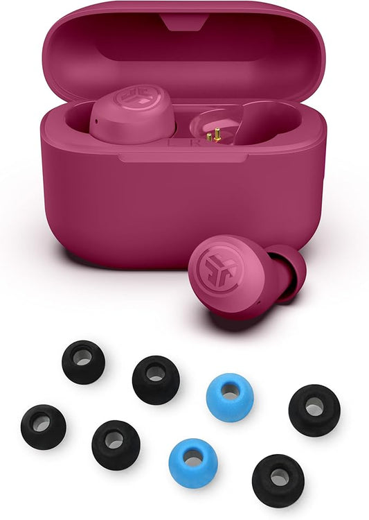 JLab Go Air Pop+ True Wireless Bluetooth Earbuds in Dark Pink Plus Cloud Foam Mnemonic Earbud Tips