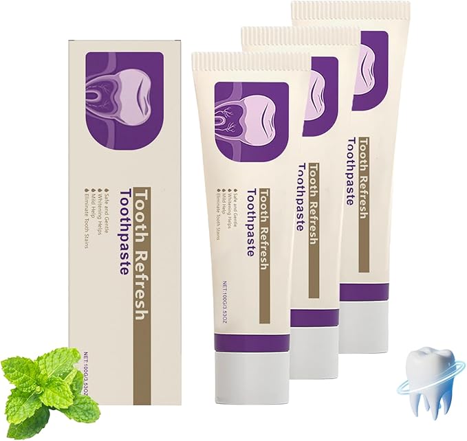 Natural Tooth Refresh Toothpaste,Hydroxyapatite Toothpaste, Enamel Protection and Tooth Strengthening, for Fluoride-Free Formula for Sensitive Teeth (3pcs)