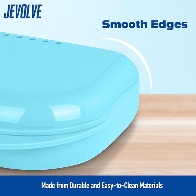 10 PCs Dental Grade Trapezoid Denture Bath Case by JEVOLVE | Retainer Case Tooth Case Denture Box Denture Storage Boxes | Denture Cleaner Cup Travel Portable Denture Box for Home Office (Blue)