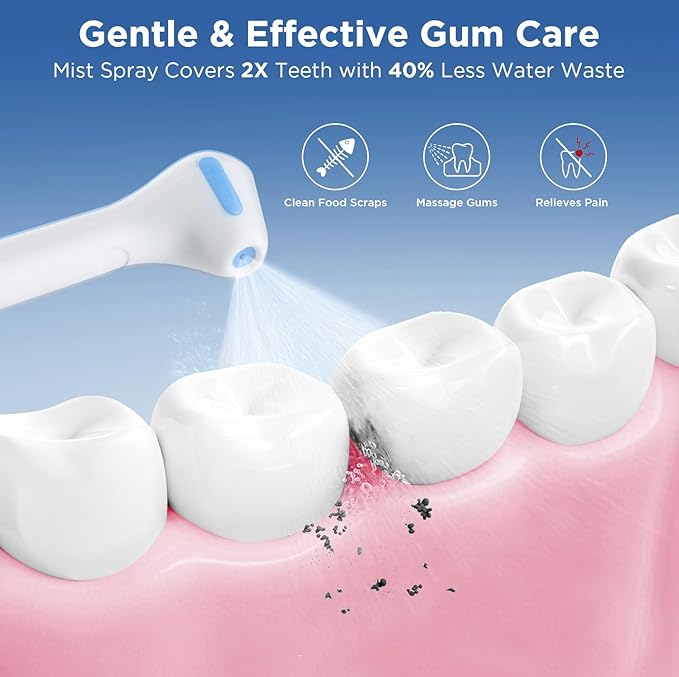 Replacement Heads for Waterpik, Gentle Mist Tech for Sensitive Gums, Replacement Tips for Waterpik Water Flosser, 70° Wide Spray for Efficient Deep Cleaning(4 Mist Tips)