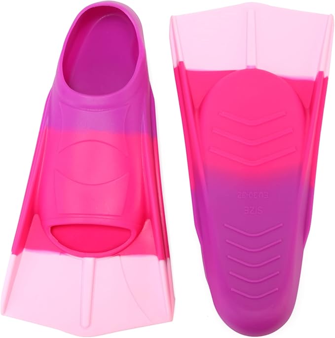 Kids Swim Fins,Short Comfortable Flippers for Lap Swimming and Training for Child,Girls,Boys,Beginners