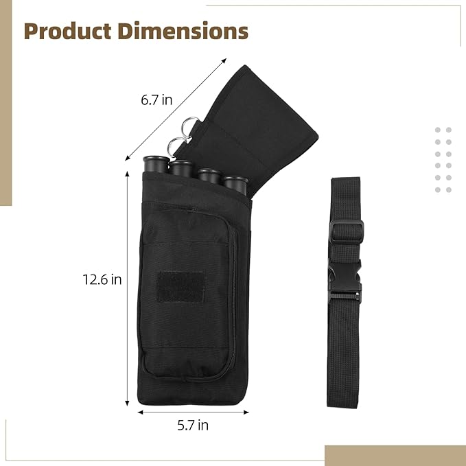 4 Tubes Hip Quiver, Nylon Fabric Waist Arrow Quiver with Pockets and Adjustable Strap for Archery Shooter, Outdoor Arrow Storage