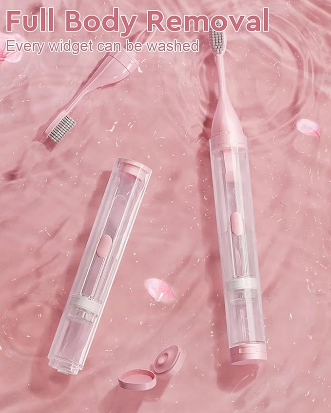 2 Pcs Travel Toothbrush Kit Fold Built-in Toothbrushes Set, Soft Bristles for Travel Camping School Business Trip Essential (Blue, Pink)