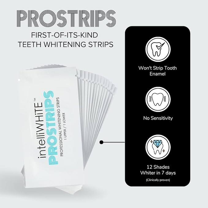Prostrips - 12 Shades Whiter Teeth - 28 Enamel Safe REMINERALIZING Gentle Strips – 97% no Sensitivity