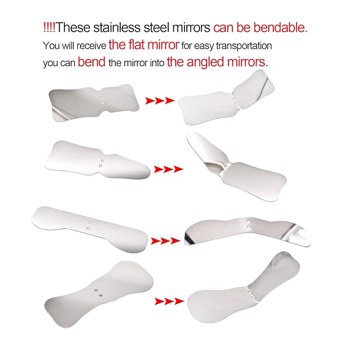 Angzhili 1 piece Dental Photography Mirrors Dental Orthodontic Mirror Stainless Steel Single Sided Photographic Occlusal Mirror,Bendable Dental Oral Mirror Intra-Oral Reflector(D type)
