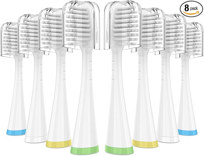 Sensitive Gum Care Replacement Brush Heads for Waterpik Complete Care 5.0/9.0 (CC-01/WP-861), STRB-3WW, Ultra Soft Bristles with Cover, Sonic Electric Tooth Brush Refill Heads (8-Pack, White)