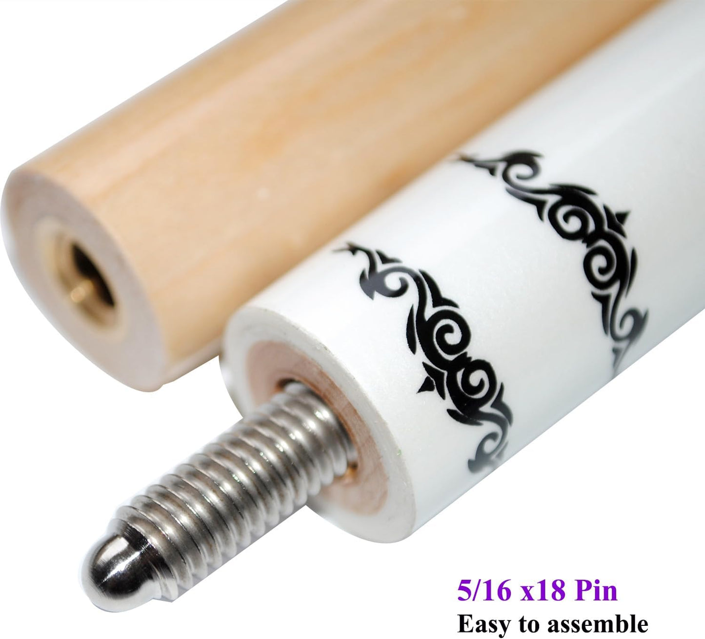 58" Pool Cue Stick,13mm 2-Piece Maple Hardwood Ergonomic Design Billiard Cues Kit,19/20/21oz