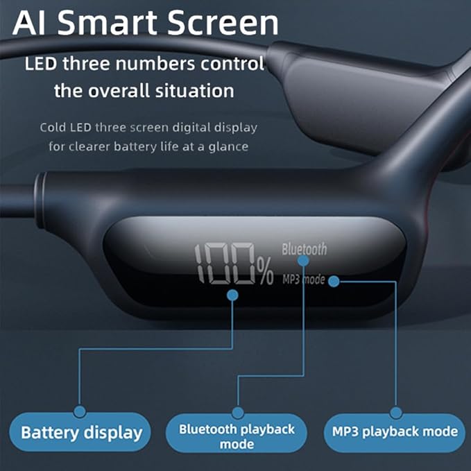 IHAO Swimming Headphones True Bone Conduction Open Ear Headset MP3 Player Built-in 32G Memory IP68 Underwater Waterproof Stereo Bluetooth Earphone for Driving Bicycling Running Skiing-X10 White