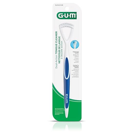 GUM Tongue Cleaner - Dual Action Soft Bristled Tongue Brush with Tongue Scraper for Better Oral Hygiene - Bad Breath Treatment (Pack of 3)