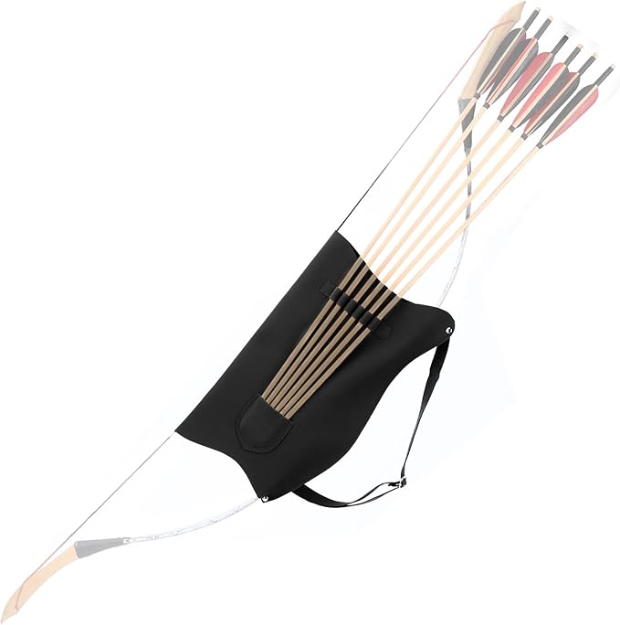 LWANO Archery Bow Carrier with Arrow Slots, Archery Bow and Arrow Holder for Recurve Horsebow Traditional Bow, Adjustable Shoulder Strap