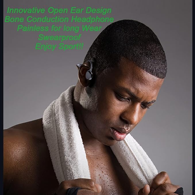 IHAO True Bone Conduction Headphones Open Ear Headset Able to be a MP3 Player with Micro Disk Stereo Bluetooth Earphone for Driving Bicycling Running Skiing