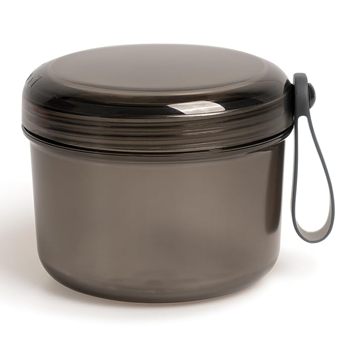 Upgraded Large Denture Bath Box Cup No-Leak Denture case Retainer Cleaning Box Complete Clean Care for Dentures Clear Braces Mouth Guard Night Guard & Retainers (transparent grey)