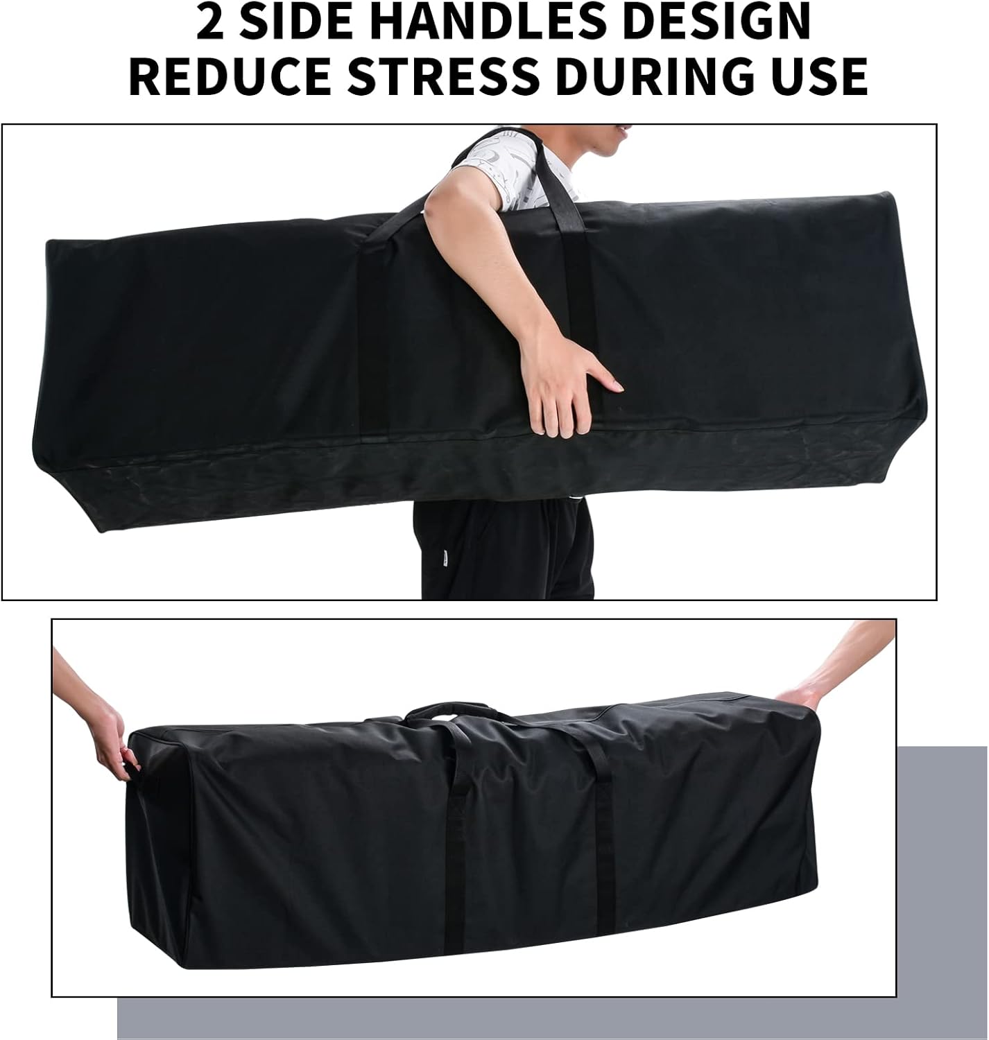 52 Inch Large Duffle Bag for Travel Camping Sport Equipment Storage Bag with 2-way Lockable Zippers(Black 52inch 2Pack)