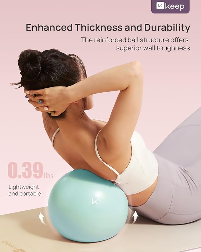 KEEP Pilates Small Exercise Ball Anti-Burst - Thickened Yoga Ball With Pump for Physical Therapy, Fitness, Workout, and Core Strength