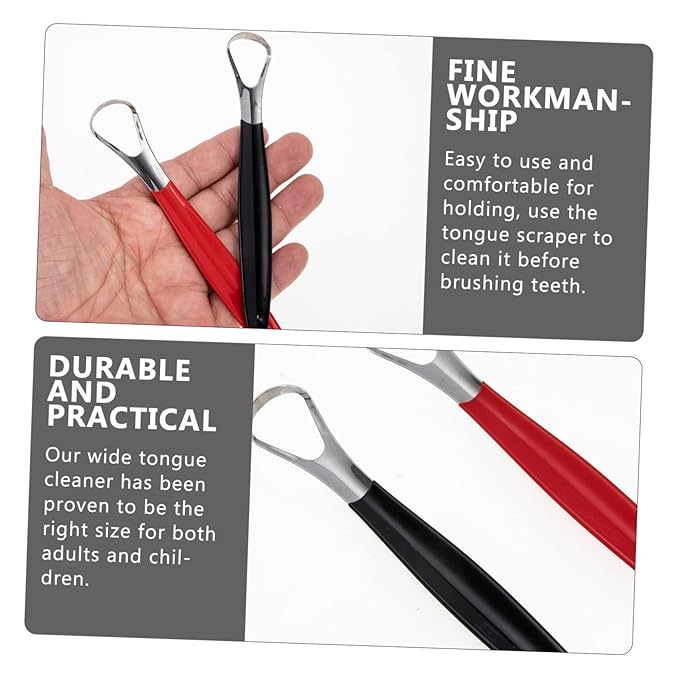 Baluue 2pcs Stainless Steel Tongue Scraper for Adults Portable and Transparent Box Ergonomic Design for and Oral Health