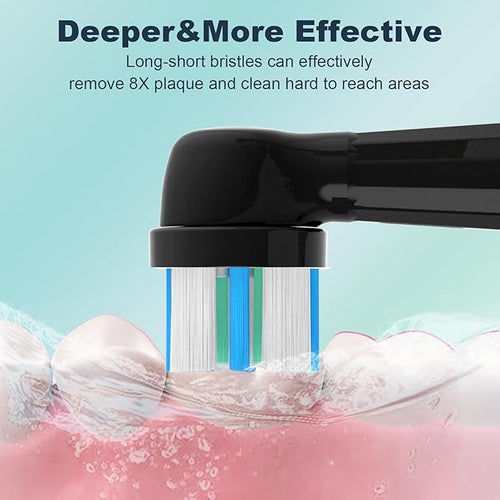 12pcs iO Replacement Heads Compatible with Oral B iO,iO Series Electric Toothbrush Heads Compatible with Oral B iO 2/3/4/5/6/7/8/9/10,Medium Bristles for Effective Plaque Removal(Black