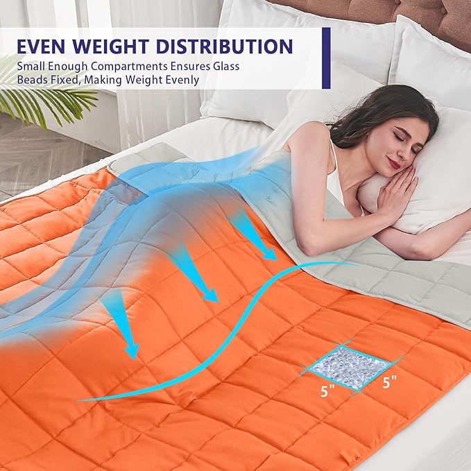 King Size Weighted Blanket for Adults (20 lbs, 80” x 87”, Orange) Cooling Heavy Blanket for Sleeping Perfect for 190-210 lbs, Breathable Blanket for Adults & Couple All Season, Machine Washable