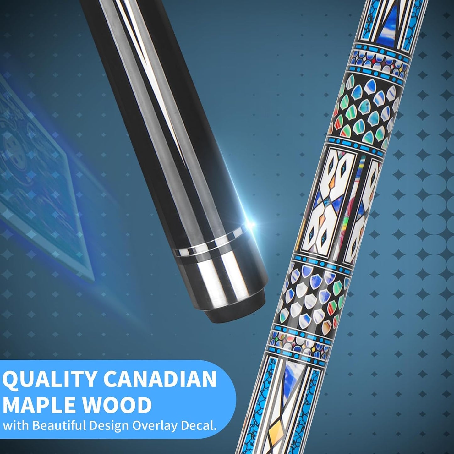 Kmise Professional Pool Cue Stick - 19 20 21oz Canadian Maple Cue Sticks, Low Deflection Shaft with Telescopic Carbon Fiber Extension, Pool Sticks for Aults, Billiard Cue Sticks with Leather Cue Case