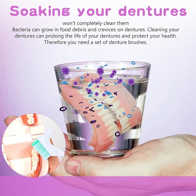 DIVINA VITAE 30Pcs Denture Toothbrush Multi-Layered Soft Bristles Denture Cleaning Brush Bulk Denture Brush with No-Slip Handle for False Teeth, Dental Devices, Mouth Guard(4 Colors)