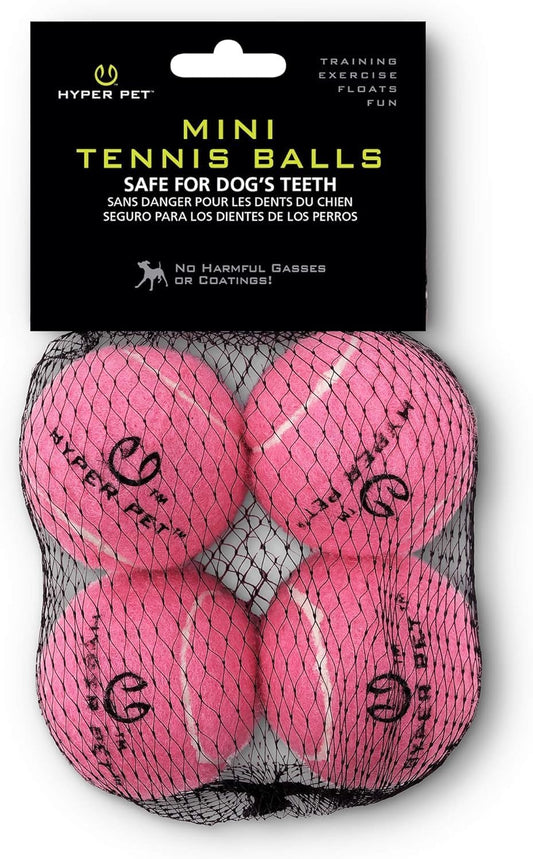 Hyper Pet MINI Tennis Balls for Dogs (Safe Dog Ball Tennis Balls for Exercise & Training) Interactive Toys work with Hyper Pet K9 Kannon MINI Dog Ball Launcher - 4 Pack Pink