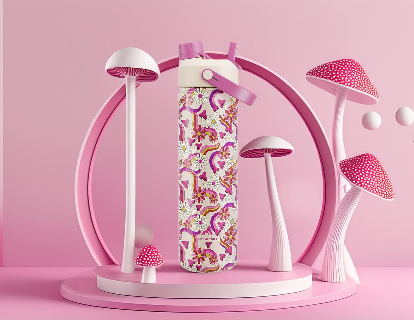 26 oz Insulated Water Bottle with 2-in-1 Straw and Spout Lid, Keep Cold 24H, Leak-Proof, Fits in Car Cup Holder, Stainless Steel Water Bottle for Sports, Travel, Gym, and School (Petal Path)