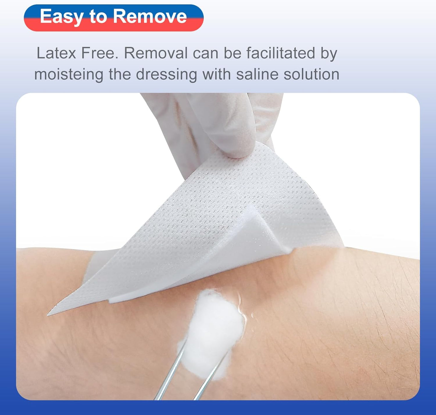 50Pcs Adhesive Gauze Island Dressing 4"x4", Water-Resistant Wound Dressing, Sterile & Absorbent Medical Grade Dressing Pad First Aid Dressing Pads