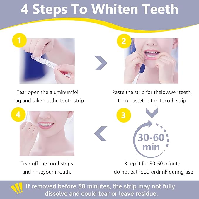 Teeth Whitening Strips for Sensitive, Whitener Safe Whitestrip, Deep Stains Removal Tooth Whitening, Enamel Safe Non-Slip Dry Strip Technology for Whiter Teeth