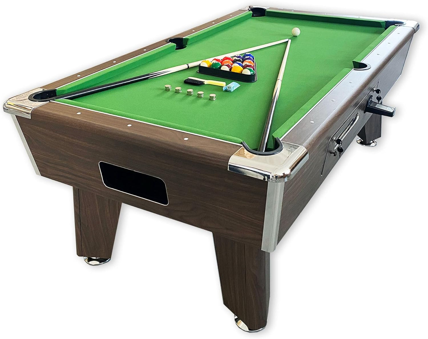 7ft Pool Table Coin Operated Billiard Table Green Felt - Competition