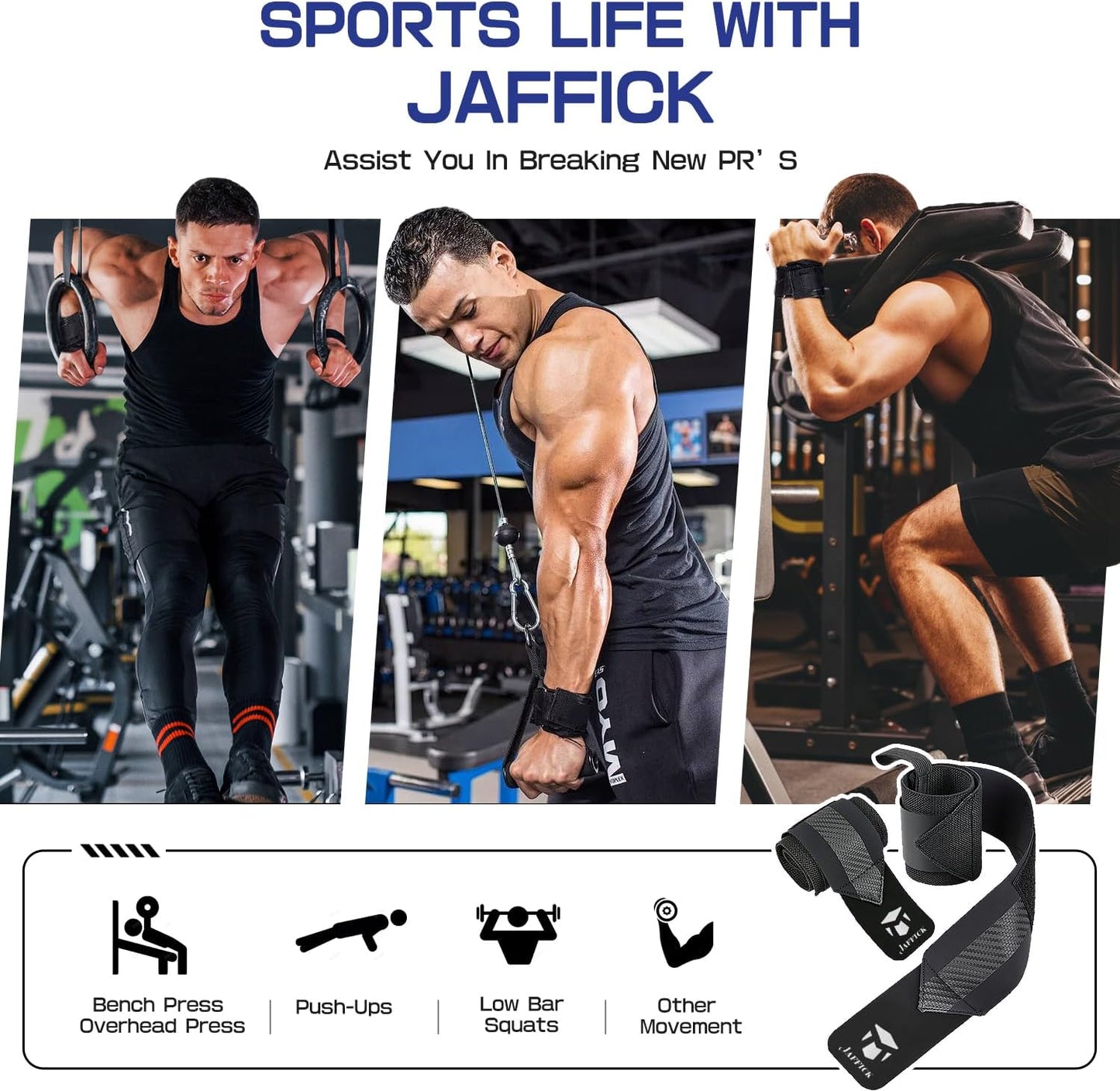 Jaffick Double-Layer Reinforced Wrist Wraps for Weightlifting - Men & Women, Thumb Loop Design for Powerlifting, Crossfit, Bodybuilding, Deadlifting - Fits Both Hands