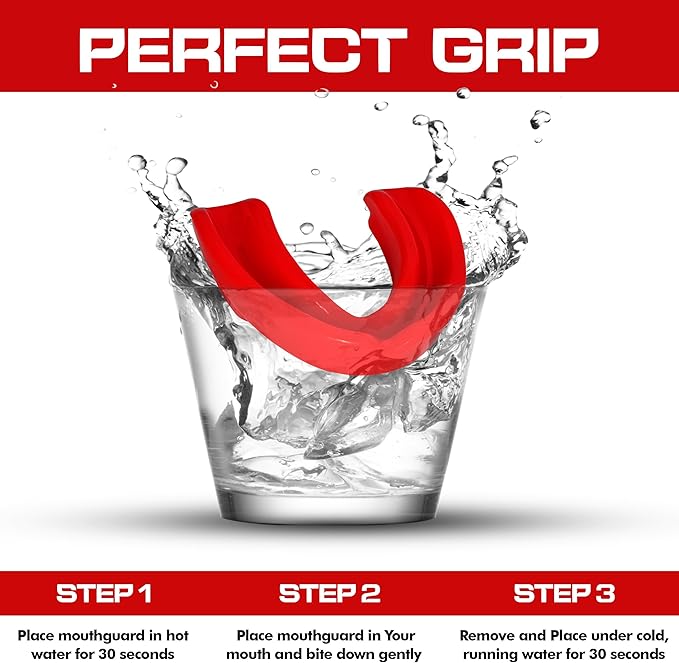 Sports Mouth Guard for Kids,Youth,Boys,Girls,Child Teen Mouthguard with Case (BPA Free) for Boxing, Martial Arts,MMA Karate,Lacrosse,Football,Soccer and All Contact Sports (RED)