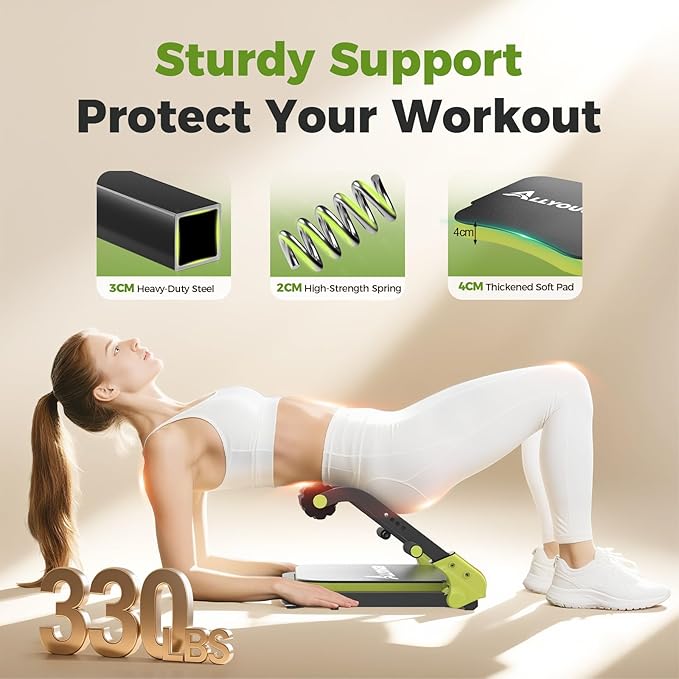 Ab Machine,Sit Up Exercise Equipment& Core Machine, Workout Equipment,Adjustable Ab Trainer with 3 Resistance Levels and Removable Auxiliary Handle,Home Gym Fitness Equipment for All Ages