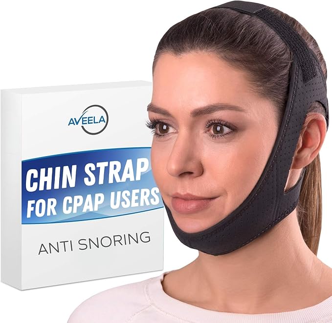 AVEELA Chin Strap for Sleeping and CPAP Users | Anti Snoring Chin Strap, Adjustable Jaw Strap for Sleep Apnea, Stop Snoring Solution for Men and Women, Comfortable Fit to Keep Mouth Closed – Large