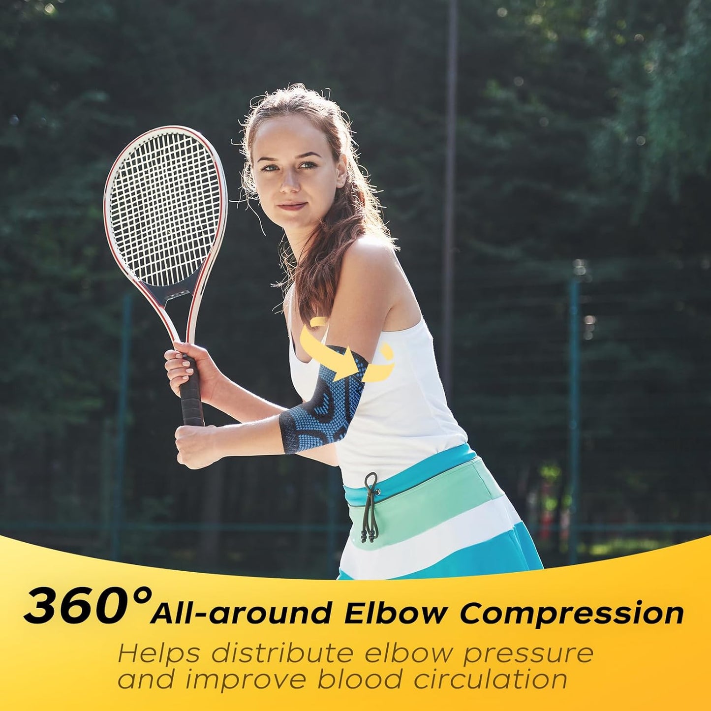 INDEEMAX Copper Elbow Compression Sleeve 1 Pair, Tennis Elbow Brace for Men Women, Elbow Support Wraps for Arthritis, Tendonitis, Bursitis, Sprains, Joint Pain Relief, Weightlifting (Blue-Black, Medium)