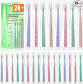 24 Pack Premium Disposable Toothbrush with Tongue Scraper – Individually Wrapped Bulk Travel Toothbrushes, Soft Bristles for Guests, Hotel, Vacation Rental, Home & On The Go,4 Colors