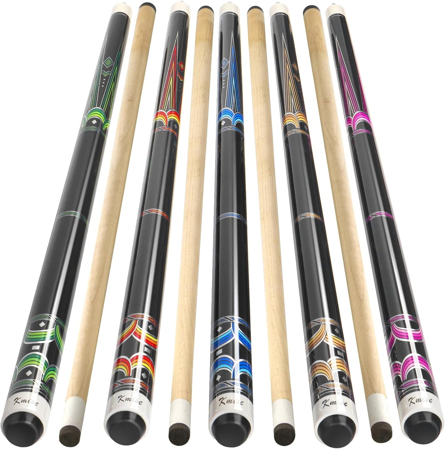 Kmise Pool Cue Stick Set - 58 Inch Pool Cues, 18~21Oz Canadian Maple Professional Billiard Cues Sticks, Pool Sticks for Adults, Multiple Colors, Pool Stick for Bar House Pool Tables Sports