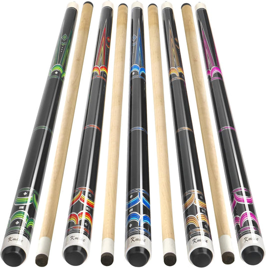 Kmise Pool Cue Stick Set - 58 Inch Pool Cues, 18~21Oz Canadian Maple Professional Billiard Cues Sticks, Pool Sticks for Adults, Multiple Colors, Pool Stick for Bar House Pool Tables Sports