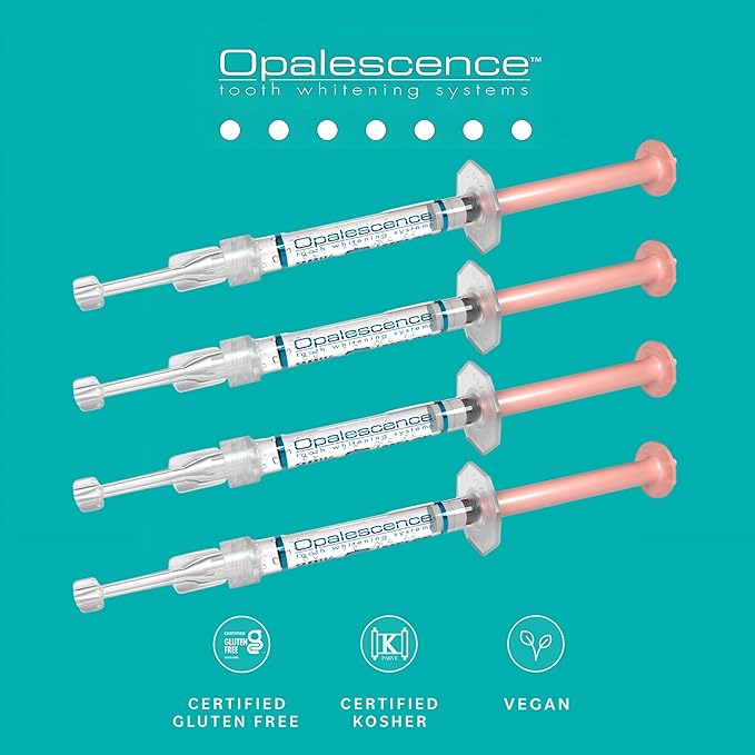 Opalescence 20% with PF Gel Syringes Teeth Whitening (4 Syringes) Refill Kit Carbamide Peroxide. Made by Ultradent, in Melon Flavor. Tooth Whitening Refill Syringes 5401-2