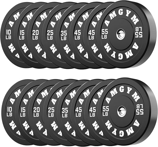 2 Inch Bumper Plates，10-500lbs，Barbell Rubber Olympic Weight Plates Set for Home Gym, Strength Training & Weight Lifting, Multiple Options Colors