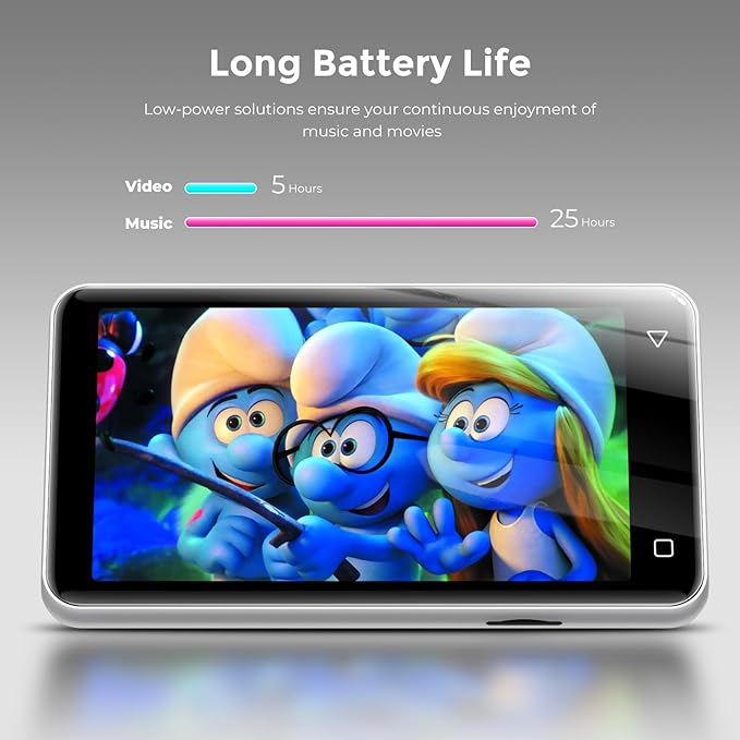 innioasis 80GB MP3 Player with Bluetooth and WiFi, MP3 Player for Kids with Spotify, Spotify Kids, Pandora, Audible, 4.0" Touch Screen Music Player with Parental Controls, Up to 1TB (White+ Silver)