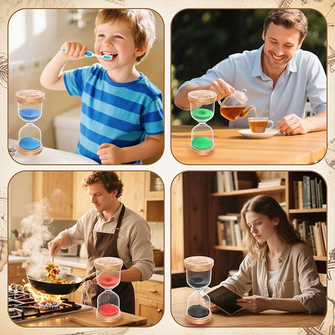 1 Minute Sand Timer, Wooden Hourglass Sand Clock, Small Beech Wood Black 1 Min Hour Glass, One Minutes Sandglass for Brushing Teeth, Reloj De Arena, Classroom, Game, Kitchen, Home, Office