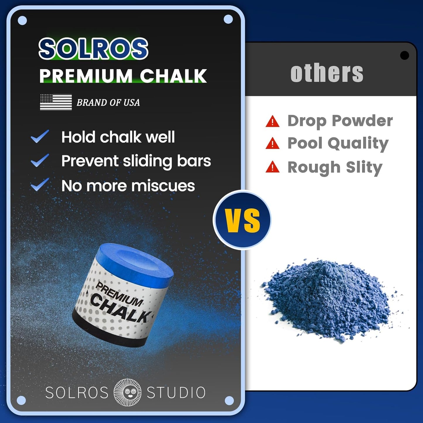 3 Pcs Pool Chalk Billiards Cue Stick Premium Chalk Pure Cube Round Chalk Table Accessories High Performance Low Deflection for Professional Tournament Snooker Blue - SOLROS