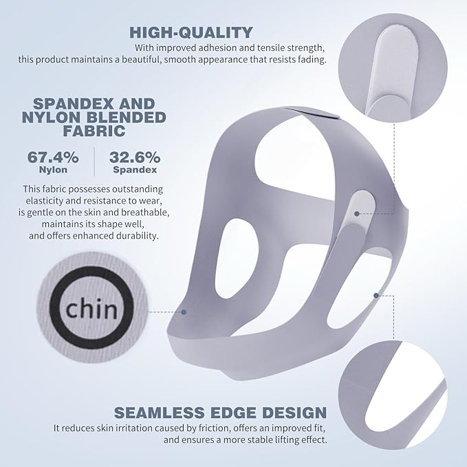 OHELEEP Anti Snore Chin Strap for CPAP Users, Snore Stopper Adjustable, Chin Strap for Sleeping Comfortable Stop Snoring Solution, Anti Snoring Devices Breathable and Reusable, Gray, M