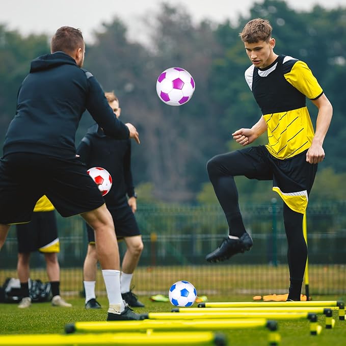 12 Pcs Soccer Balls for Teen Adult Bulk Deflated Soccer Ball with Pump Size 5 Indoor Outdoor Training Practice for School Sports Game Birthday Gifts Party Back to School