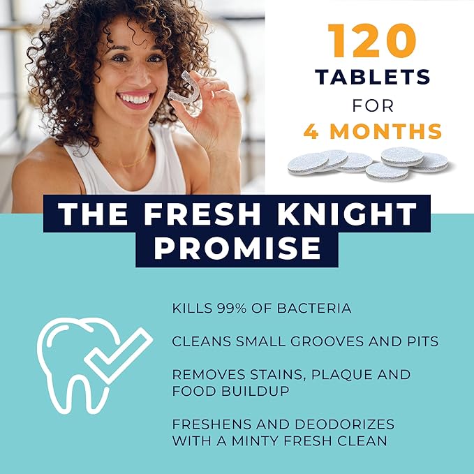 Retainer Cleaner Tablets 120 - Invisalign Cleaner - Denture Cleaner. Efferdent Retainer Cleaner Tablets, Night Guard, Mouth Guards, Aligners & Dental Appliance Cleaner - 4 Month Supply.