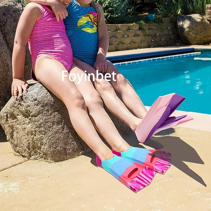 Kids Swim Fins,Short Kids Fins Youth Swimming Flippers for Lap Swimming Training for Children Girls Boys Beginners